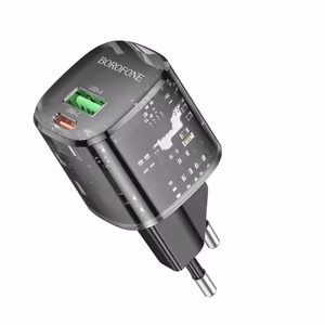 Borofone Wall Charger BN17 Sunlight - USB + Type C - QC 3.0 PD 20W 3A Black