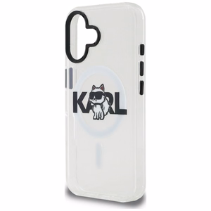 Karl Lagerfeld IML Choupette Sketch Logo Magnētiskais viedtālruņa apvalks iPhone 17 - caurspīdīgs