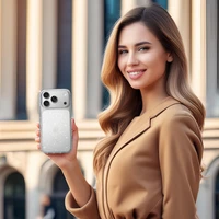 Viedtālruņa apvalks Crystal Glitter Iphone 17 Pro sudrabains