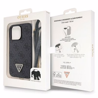 Guess GUHCP13LP4TDSCPK apvalks iPhone 13 Pro / 13 - melns krustenisks 4G metāla logotips