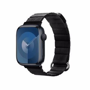 Crong Eclipse magnētiska ekoādas siksniņa Apple Watch 44 / 45 / 46 / 49 mm, melna