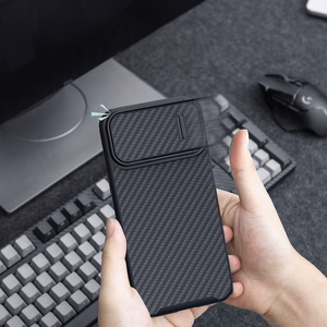 Nillkin Sintētiskā šķiedras S apvalks iPhone 14 ar kameras vāciņu melns