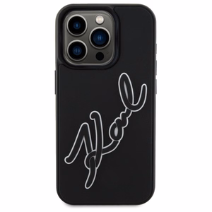 Karl Lagerfeld 3D Gumijas Paraksts viedtālruņa apvalks iPhone 15 Pro - melns