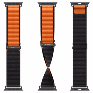 SPIGEN WBF1 РЕМЕШОК APPLE WATCH 6 / 7 / 8 / 9 / 10 / SE / ULTRA 1 / 2 (44 / 45 / 46 / 49 MM) ЧЕРНЫЙ/ОРАНЖЕВЫЙ