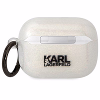 Karl Lagerfeld KLAPHNKCTGT Airpods Pro apvalks caurspīdīgs Gliter Karl&Choupette
