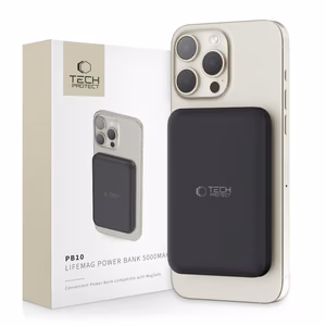 Tech-Protect LifeMag PB10 внешний аккумулятор с MagSafe 5000mAh 15W порт USB-C - чёрный + кабель USB-C