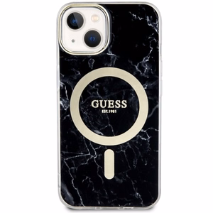 Guess GUHMP14SPCUMAK iPhone 14 6.1" melns/melns cietais apvalks Marble Magnētiskais