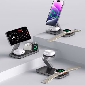 Tech-Protect QI15W-A47 MagSafe 3in1 indukcijas lādētājs + USB-C kabelis - melns