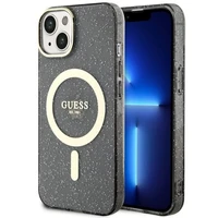 Guess GUHMP14MHCMCGK iPhone 14 Plus 6.7" melns/melns cietais apvalks Spīdums Zelts Magnētiskais