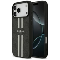GUESS viedtālruņa apvalks IPHONE 17 Pro Max, saderīgs ar MagSafe GUHMP17XP4RPSK (4G Printed Stripes), melns