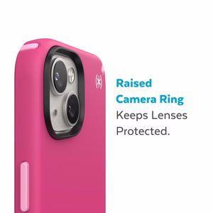 Speck Presidio2 Pro + MagSafe vāciņš ierīcei iPhone 15 Plus / 14 Plus, ar Microban pretmikrobu aizsardzību, “Digital Pink / Blossom Pink / White” krāsu kombinācija