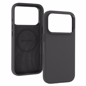 Liavec Silky vāciņš ar metāla kameras ietvaru, paredzēts iPhone 18 Pro/17 Pro, melns