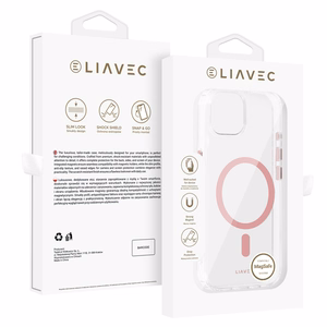 Viedtālruņa apvalks (m) Liavec Glossy Magsafe Clear Case Iphone 13/14 - rozā