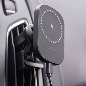 Maxlife turētājs automašīnas ventilācijas atverei MXCH-16 magnētiskais ar bezvadu uzlādi melns 15W