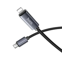 Kabelis USB C uz Lightning Hoco PD 27W ar ekrānu 1 m X112 melns