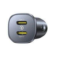 Baseus GoTrip 2 x USB-C 30W automašīnas lādētājs - melns