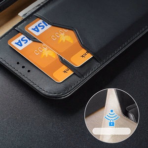 Dux Ducis Hivo ādas atverams vāciņš īstas ādas maks kartēm un dokumentiem iPhone 14 Pro brūna