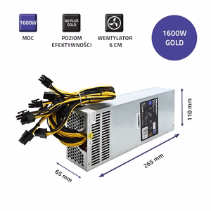 Qoltec 50177 PCI-E barošanas bloks Smart 1600W | 80 Plus Gold - datu ieguve