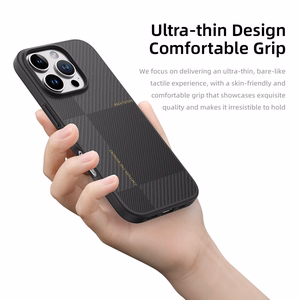 Rock Īpaši plāns Aramīda šķiedras Kevlar 600D viedtālruņa apvalks Iphone 16 Pro Max melns