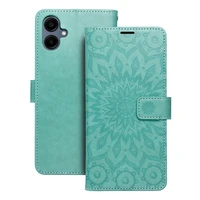 MEZZO grāmatas tipa viedtālruņa apvalks SAMSUNG A06 ar mandalas rakstu, zaļā krāsā