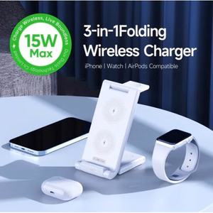 Bezvadu lādētājs Dux Ducis W10-A 3in1 balts 15W (priekš iPhone / Apple Watch / Airpods)
