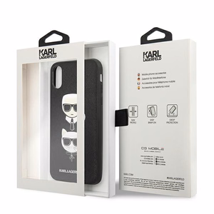 Karl Lagerfeld Saffiano Karl&Choupette Galvas viedtālruņa apvalks iPhone XS Max - melns