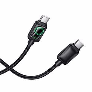 Kabelis ar LCD USB C uz USB C Hoco 3A 60W 1,2 m U146 melns