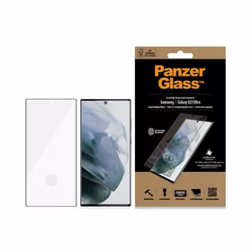 PanzerGlass E2E Microfracture antibakteriālais stikls Samsung Galaxy S22 Ultra - ar melnu rāmi