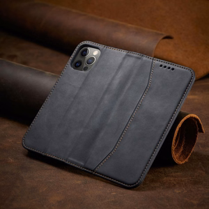 Magnētiskais Fancy viedtālruņa apvalks iPhone 12 Pro Max ar kabatu, karšu turētājs, melns
