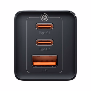 Sienas lādētājs Baseus GaN5 Pro 2xUSB-C + USB, 65W (melns)