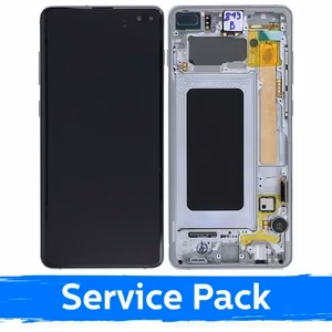 LCD displejs saderīgs ar Samsung G975 S10 Plus ar rāmi / Prism White / (Service Pack)