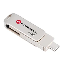 FORCELL F-DATA USB zibatmiņa Metal Duo 64GB USB3.2 Gen 1 (USB A / Type C) sudraba