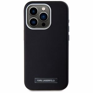 Karl Lagerfeld FW Metal Plate Magnētiskais iPhone 15 Pro viedtālruņa apvalks - melns