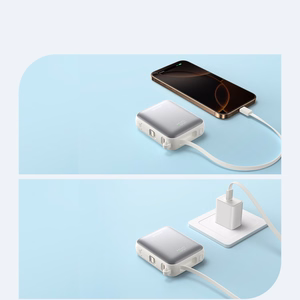 Joyroom JR-PBF27 10000mAh 22.5W внешний аккумулятор со встроенными кабелями USB-C и Lightning - Белый