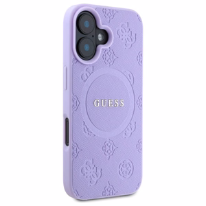 Guess Saffiano peonijas klasiskā logotipa magnētiskais viedtālruņa apvalks iPhone 16 - violeta