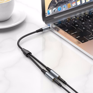 Kabel AUX 2w1 Jack 3,5 mm (męski) do 2 x Jack 3,5 mm (żeński) Hoco 0,25 m UPA21 pelēks (SC)