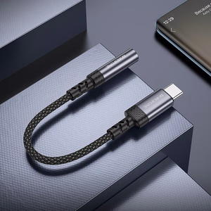 Borofone Adapteris BV24 Graceful - C tipa savienotājs ar 3,5 mm jack ligzdu - pelēks