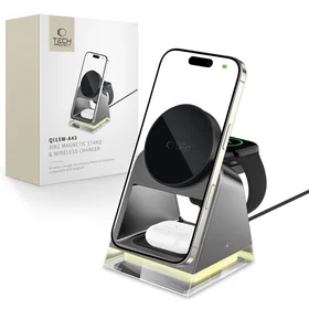 Tech-Protect QI15W-A43 3in1 bezvadu lādētājs ar MagSafe Apple ierīcēm - melns