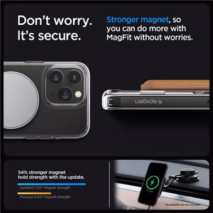 Spigen Ultra Hybrid S Magnētiskais viedtālruņa apvalks ar statīvu iPhone 15 Pro - Caurspīdīgs