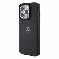 Mercedes MEHMP15X23RMMK iPhone 15 Pro Max 6.7" melns hardcase Crossed Lines Pattern Leather MagSafe maciņš