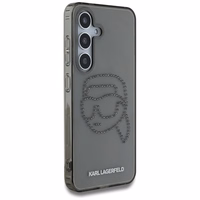 Karl Lagerfeld viedtālruņa apvalks ar rhinestones Karl Head logotipu Samsung Galaxy S25 melns