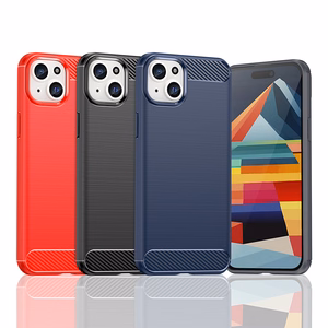 Elastīgs oglekļa raksta viedtālruņa apvalks iPhone 15 Plus Carbon Case - zils