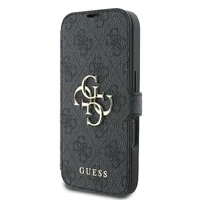 Guess 4G Metal Logo viedtālruņa apvalks iPhone 16 - melns