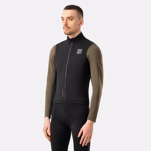 Rockbros TLMJ002 ROAD TO SKY siltināta vēja necaurlaidīga riteņbraukšanas veste, S izmērs – melna