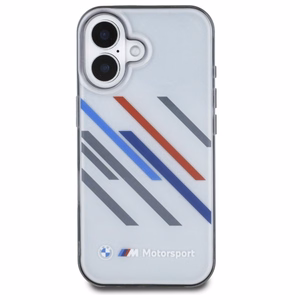 BMW Motosport IML nejaušas svītras iPhone 16 Plus apvalks - pelēks