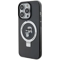 Karl Lagerfeld KLHMP13LHMRSKCK iPhone 13 Pro 6.1" melns/melns cietais apvalks ar gredzena statīvu Karl&Choupette Magnētiskais