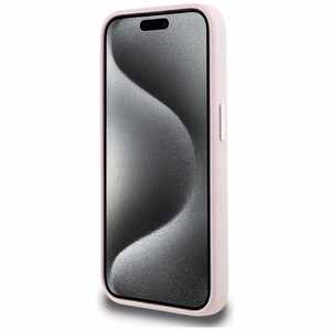 Karl Lagerfeld Silikonais Shadow Metal Initial MagSafe viedtālruņa apvalks iPhone 15 Pro Max rozā