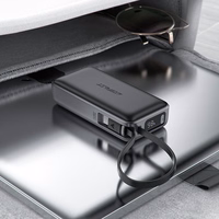 Acefast M7-10000 PD30W Portatīvais lādētājs ar iebūvētu kabeli - melns