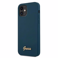 Guess GUHCP12SLSLMGBL iPhone 12 mini 5.4" zils/zils cietais apvalks Metal Logo Script