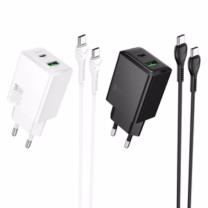 Зарядное устройство для телефона Hoco USB A + USB C QC3.0 PD AFC 3A 30W + кабель USB C к USB C N71 черный